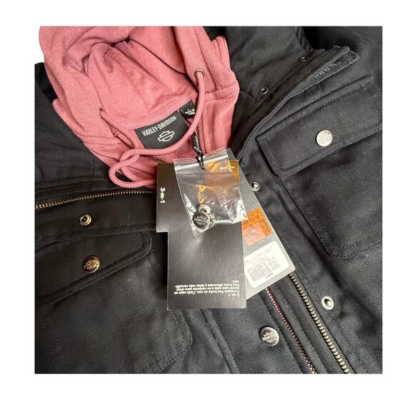 Harley-Davidson Jacket Set California 3in1 Zip Hoodie & Coat Women's L Black New - Picture 7 of 16